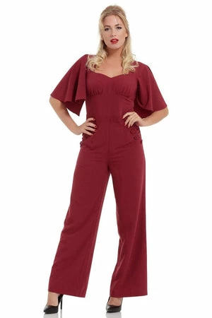 Voodoo Vixen Zoey Deep Red Cape Jumpsuit 1 Voodoo Vixen Zoey Deep Red Cape Jumpsuit