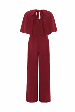 Voodoo Vixen Zoey Deep Red Cape Jumpsuit 4 Voodoo Vixen Zoey Deep Red Cape Jumpsuit - Image 4