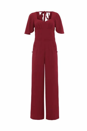 Voodoo Vixen Zoey Deep Red Cape Jumpsuit 3 Voodoo Vixen Zoey Deep Red Cape Jumpsuit - Image 3