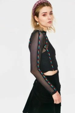 Jawbreaker LCD Stripe Mesh Top -Voodoo Vixen shop lcd stripe mesh top jawbreaker 3 300x