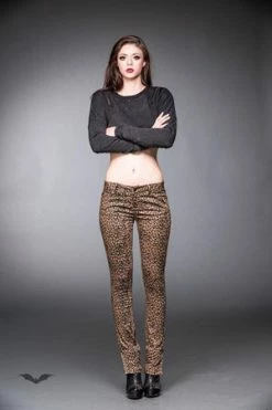 Queen Of Darkness Leopard Jeans With Side Zipper -Voodoo Vixen shop leopard jeans with side zipper queen of darkness 3 300x