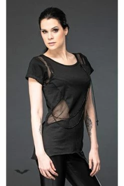 Queen Of Darkness Long Top With Mesh Inserts -Voodoo Vixen shop long top with mesh inserts queen of darkness 3 300x