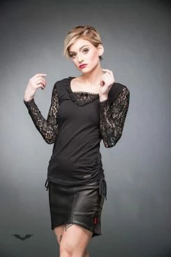 Queen Of Darkness Longsleeve Top With Lace Sleeves