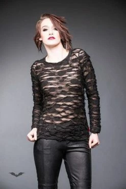 Queen Of Darkness Longsleeve Top With See-Through Parts -Voodoo Vixen shop longsleeve top with see through parts queen of darkness 3 300x
