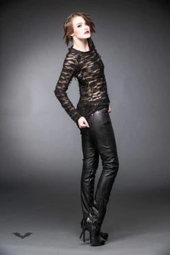 Queen Of Darkness Longsleeve Top With See-Through Parts -Voodoo Vixen shop longsleeve top with see through parts queen of darkness 5 300x