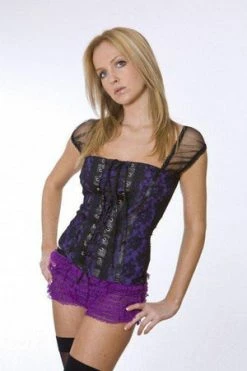 Burleska Lucy Gothic Top In Cotton And Black Lace Overlay -Voodoo Vixen shop lucy gothic top in cotton and black lace overlay burleska 5 300x