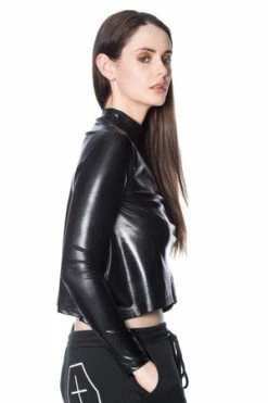 Banned Minimal Goth Turtle Neck Top -Voodoo Vixen shop minimal goth turtle neck top banned 3 300x