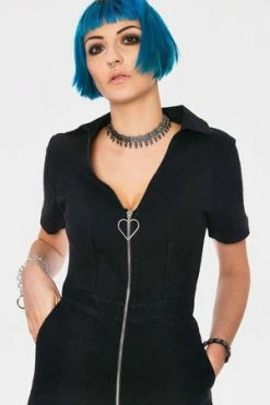 Jawbreaker No Heart Black Denim Jumpsuit -Voodoo Vixen shop no heart black denim jumpsuit jawbreaker 4 300x