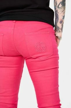 Jawbreaker Pink Mono Drainpipe Jeans -Voodoo Vixen shop pink mono drainpipe jeans jawbreaker 5 300x