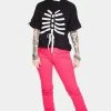 Jawbreaker Pink Mono Drainpipe Jeans