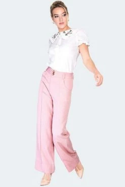 Voodoo Vixen Pinstripe Turn Up Trousers 8 Voodoo Vixen Pinstripe Turn Up Trousers -Voodoo Vixen shop pinstripe turn up trouser tra 4840 04.1388 300x