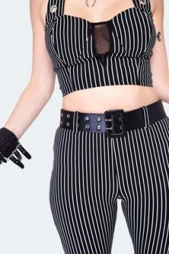 Jawbreaker Pintstripe Flared Jersey Trousers -Voodoo Vixen shop pintstripe flared jersey trouser tra 4860 04.1450 300x