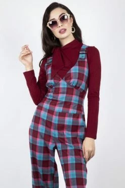 Voodoo Vixen Piper Plaid Buckle 70s Jumpsuit -Voodoo Vixen shop piper plaid buckle 70s jumpsuit voodoo vixen 3 300x