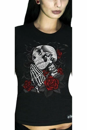 Dr Faust Praying Skull And Roses T-Shirt - Rivka 2 Dr Faust Praying Skull And Roses T-Shirt - Rivka - Image 2