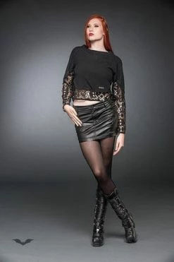 Queen Of Darkness Pullover With Cotton-Lace At Seam And Sleeve -Voodoo Vixen shop pullover with cotton lace at seam and sleeve queen of darkness 3 300x