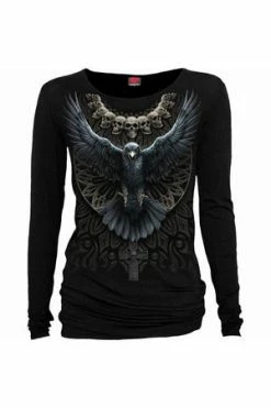 Spiral Raven Skull - Baggy Top Black