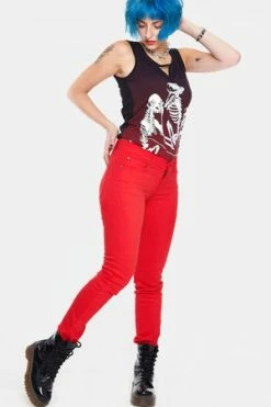 Jawbreaker Red Mono Drainpipe Jeans -Voodoo Vixen shop red mono drainpipe jeans jawbreaker 3 300x