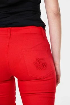 Jawbreaker Red Mono Drainpipe Jeans -Voodoo Vixen shop red mono drainpipe jeans jawbreaker 5 300x