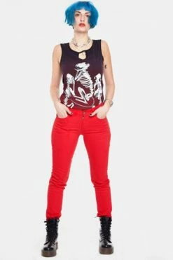 Jawbreaker Red Mono Drainpipe Jeans
