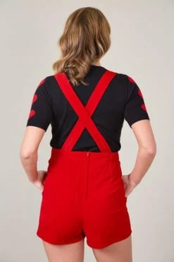 Voodoo Vixen shop -Voodoo Vixen shop red rosalie corduroy shorts with button detail voodoo vixen 2 300x