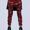 Long Clothing Red Tartan Clip Pants - Unisex