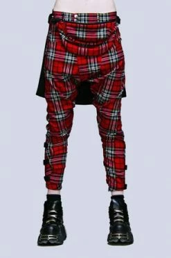 Long Clothing Red Tartan Clip Pants - Unisex