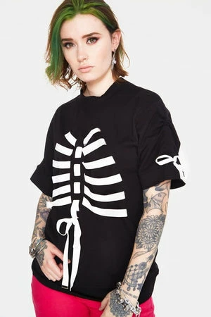 Jawbreaker Ribbon Ribcage Longline Tee 1 Jawbreaker Ribbon Ribcage Longline Tee
