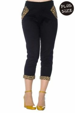 Banned Rock N Roll Leopard Denim Capri Pants -Voodoo Vixen shop rock n roll leopard denim capri pants banned 5 300x
