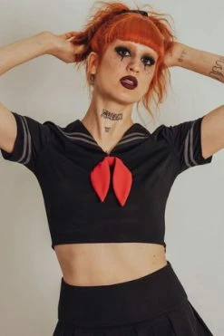 Jawbreaker Sailor Goth Crop Top -Voodoo Vixen shop sailor goth crop top jawbreaker 3 300x