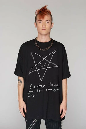 Long Clothing Satan Loves You Oversize T-Shirt - Unisex 2 Long Clothing Satan Loves You Oversize T-Shirt - Unisex - Image 2