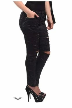 Queen Of Darkness Shiny Pants With Ripped Legs -Voodoo Vixen shop shiny pants with ripped legs queen of darkness 3 300x