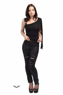 Queen Of Darkness Shiny Pants With Ripped Legs -Voodoo Vixen shop shiny pants with ripped legs queen of darkness 4 300x