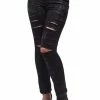 Queen Of Darkness Shiny Pants With Ripped Legs