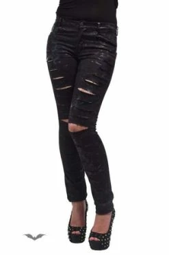 Queen Of Darkness Shiny Pants With Ripped Legs