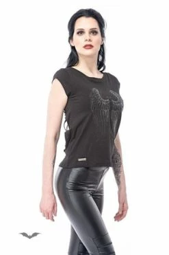 Queen Of Darkness Shirt With Print Transparent Wings On The Back -Voodoo Vixen shop shirt with print transparent wings on the back queen of darkness 3 300x