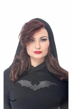 Queen Of Darkness Short Long-Sleeved Shirt With Hood And Bat Print -Voodoo Vixen shop short long sleeved shirt with hood and bat print queen of darkness 3 300x