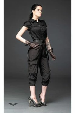 Queen Of Darkness Shortsleeved Blouse With Black Buttons -Voodoo Vixen shop shortsleeved blouse with black buttons queen of darkness 3 300x