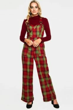 Voodoo Vixen Tartan Cross Strap Jumpsuit