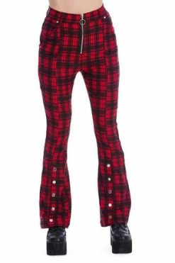 Banned Tartan Night Flare Trousers 5 Banned Tartan Night Flare Trousers -Voodoo Vixen shop tartan night flare trousers banned 3 300x