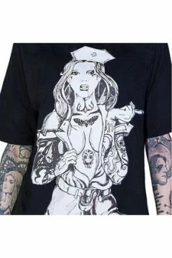 Dr Faust Tattooed Sexy Cursed Nurse Black T-Shirt - Tristan 8 Dr Faust Tattooed Sexy Cursed Nurse Black T-Shirt - Tristan -Voodoo Vixen shop tattooed sexy cursed nurse black t shirt tristan dr faust 4 300x
