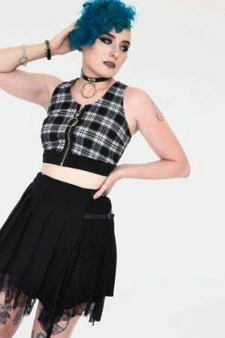 Jawbreaker Teen Spirit Tartan Crop Top -Voodoo Vixen shop teen spirit black tartan crop top tpa 2502 01.1001 300x