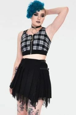 Jawbreaker Teen Spirit Tartan Crop Top -Voodoo Vixen shop teen spirit black tartan crop top tpa 2502 02.1001 300x