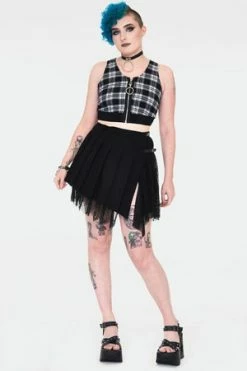 Jawbreaker Teen Spirit Tartan Crop Top -Voodoo Vixen shop teen spirit black tartan crop top tpa 2502 03.1001 300x