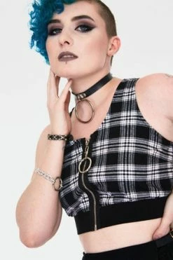 Jawbreaker Teen Spirit Tartan Crop Top -Voodoo Vixen shop teen spirit black tartan crop top tpa 2502 04.1001 300x