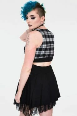 Jawbreaker Teen Spirit Tartan Crop Top -Voodoo Vixen shop teen spirit black tartan crop top tpa 2502 05.1001 300x