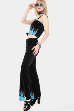 Jawbreaker Too Hot To Handle Flame Flared Trousers 10 Jawbreaker Too Hot To Handle Flame Flared Trousers -Voodoo Vixen shop too hot to handle flame flared trousers jawbreaker 4 300x