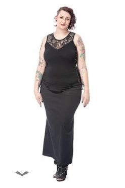 Queen Of Darkness Top With Lace Insert And Side Lacing -Voodoo Vixen shop top with lace insert and side lacing queen of darkness 4 300x