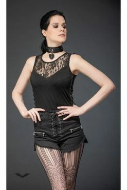 Queen Of Darkness Top With Lace Insert And Side Lacing