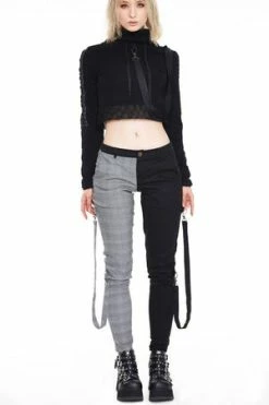 Jawbreaker Houndstooth Check Half & Half Bondage Trousers