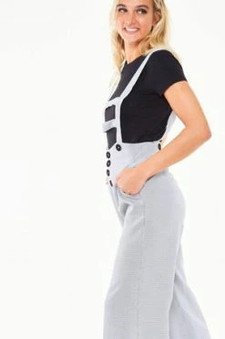 Voodoo Vixen Tri-Colour Houndstooth Overall Work Trousers -Voodoo Vixen shop tri colour houndstooth overall work trousers voodoo vixen 4 300x